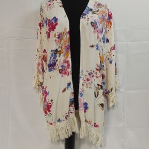 Shawl Wrap Sleeves Fringe Floral Boho Cover Large Umgee